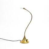 1980s brass halogen table lamp by Florian Schulz model Esa with gooseneck