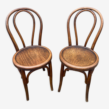 Paire de chaises bistrot viennoise nr 14 bois courbé 1900s