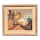 Original Swedish Oil on Panel – “Figure with Boats” by Nils Öst (1908–1982)
