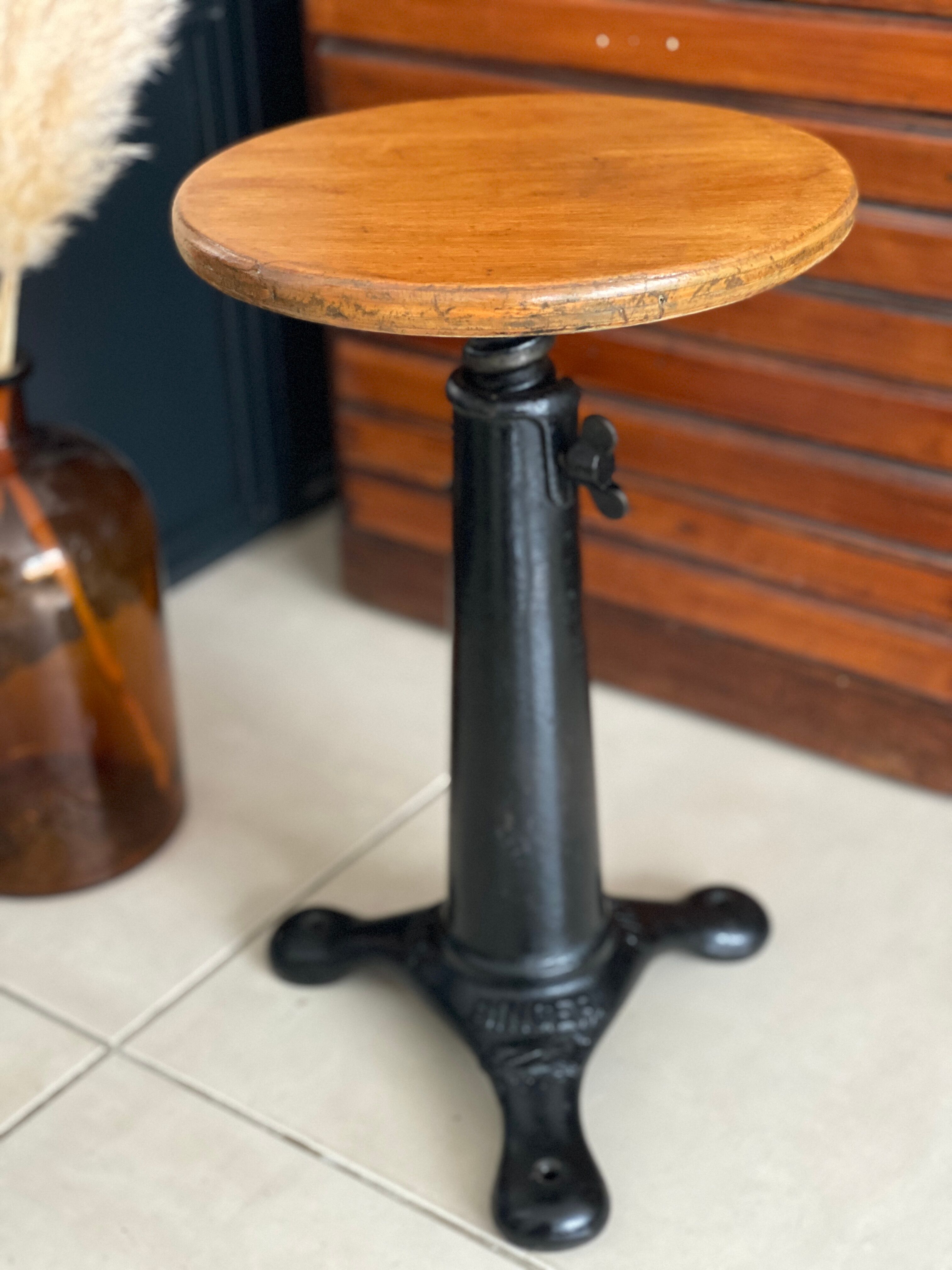 Old industrial stool Singer