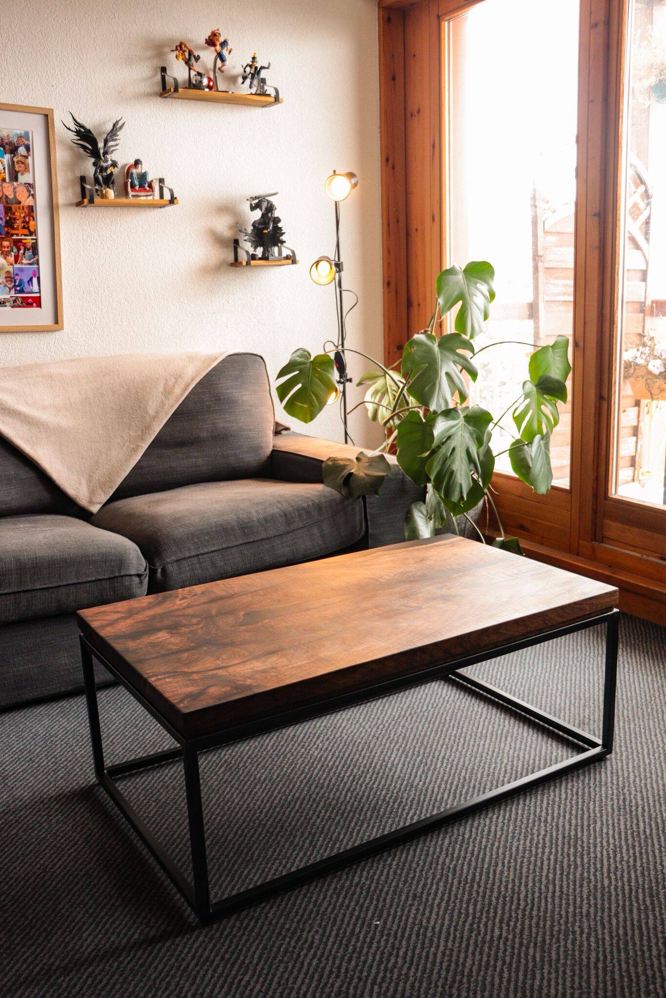 Handcrafted coffee table in solid walnut & epoxy resin – unique piece