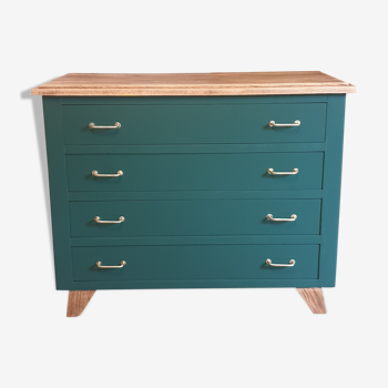 Chest of drawers compass feet in solid wood