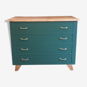 Commode pieds compas en bois massif