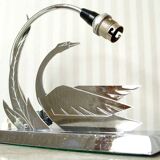 LW Paris "swan" lamp in silver metal, circa 1940