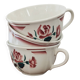 Trio of large antique chocolate cups (Fénal Badonviller – “Red Rose” decoration)