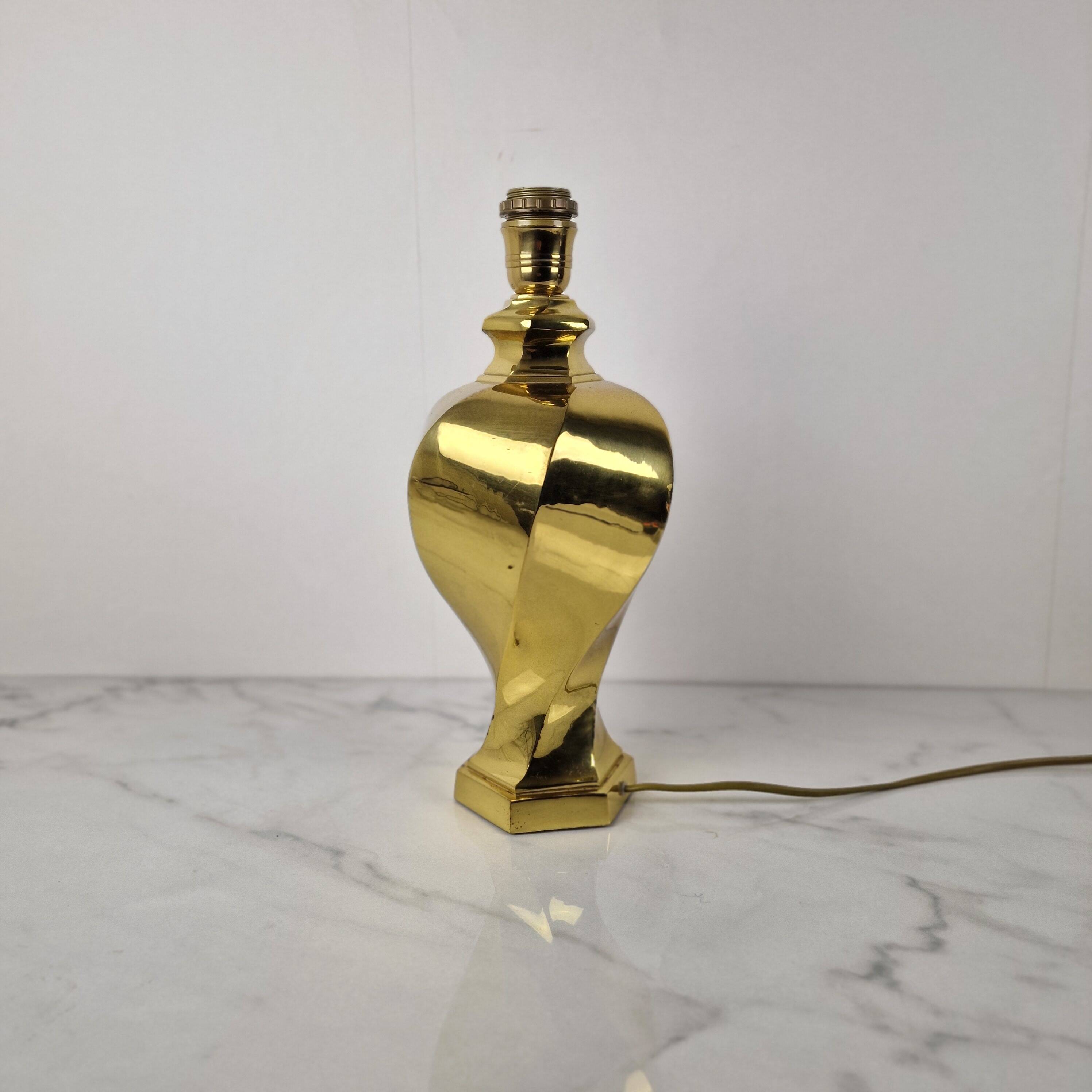 Sculptural Brass Table Lamp, Heavy Quality, Without Shade