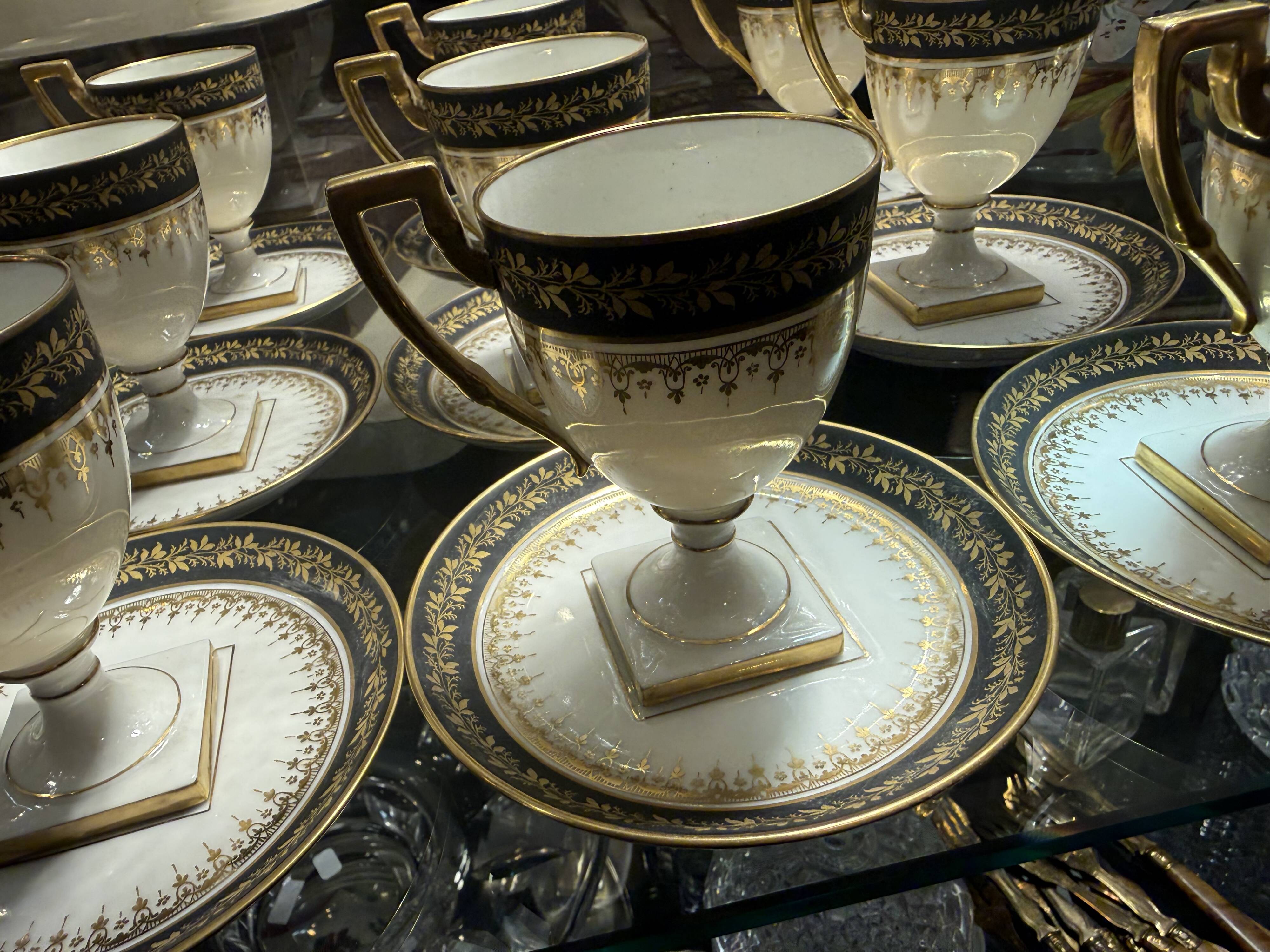 Coffee service for 12 cups Empire, Limoges porcelain, brand "A.F.", circa