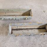 Old planters in faux cement wood