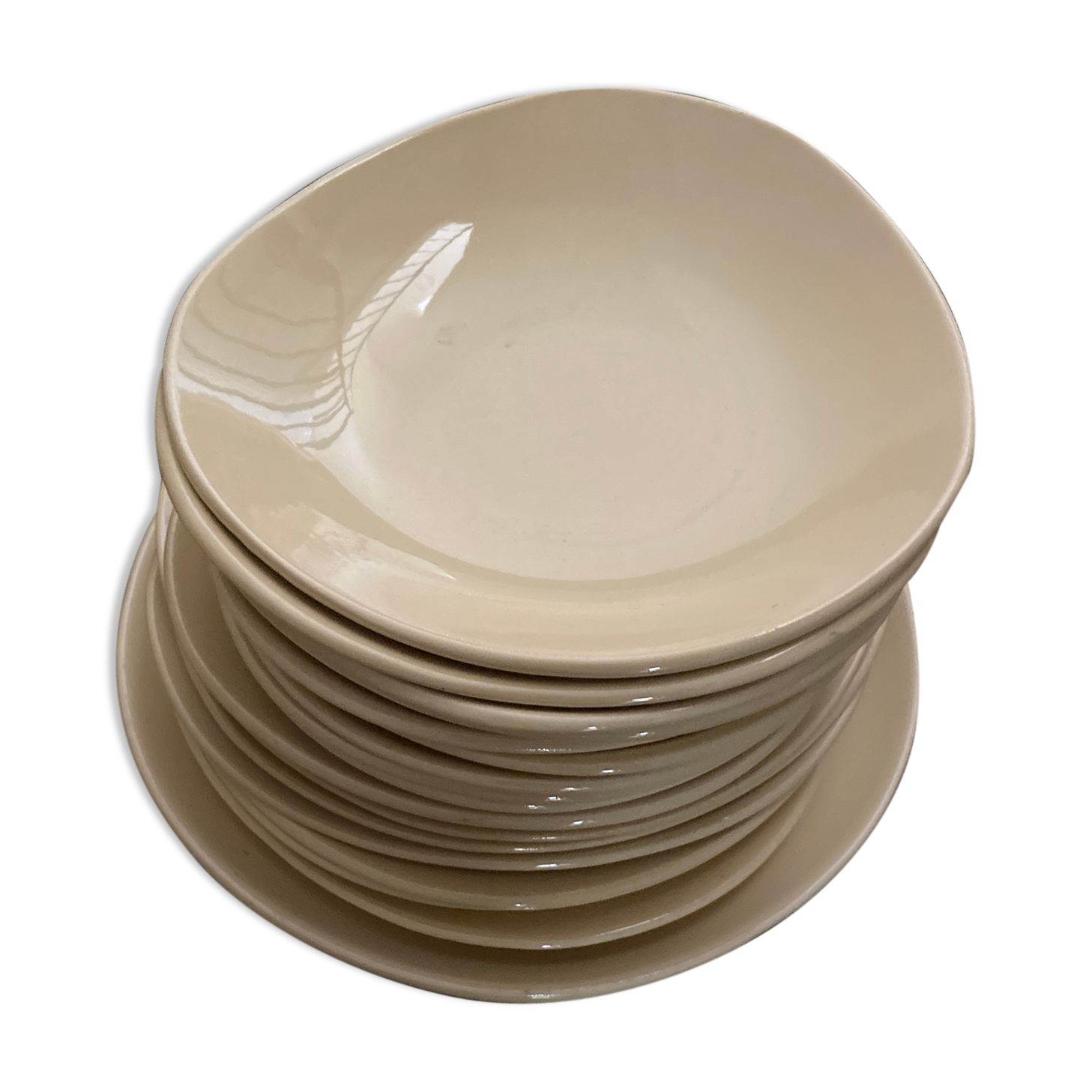 BHV product 6 flat plates and a free-form ivory dish 1960