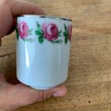 2 small porcelain cups and their pewter cup holders