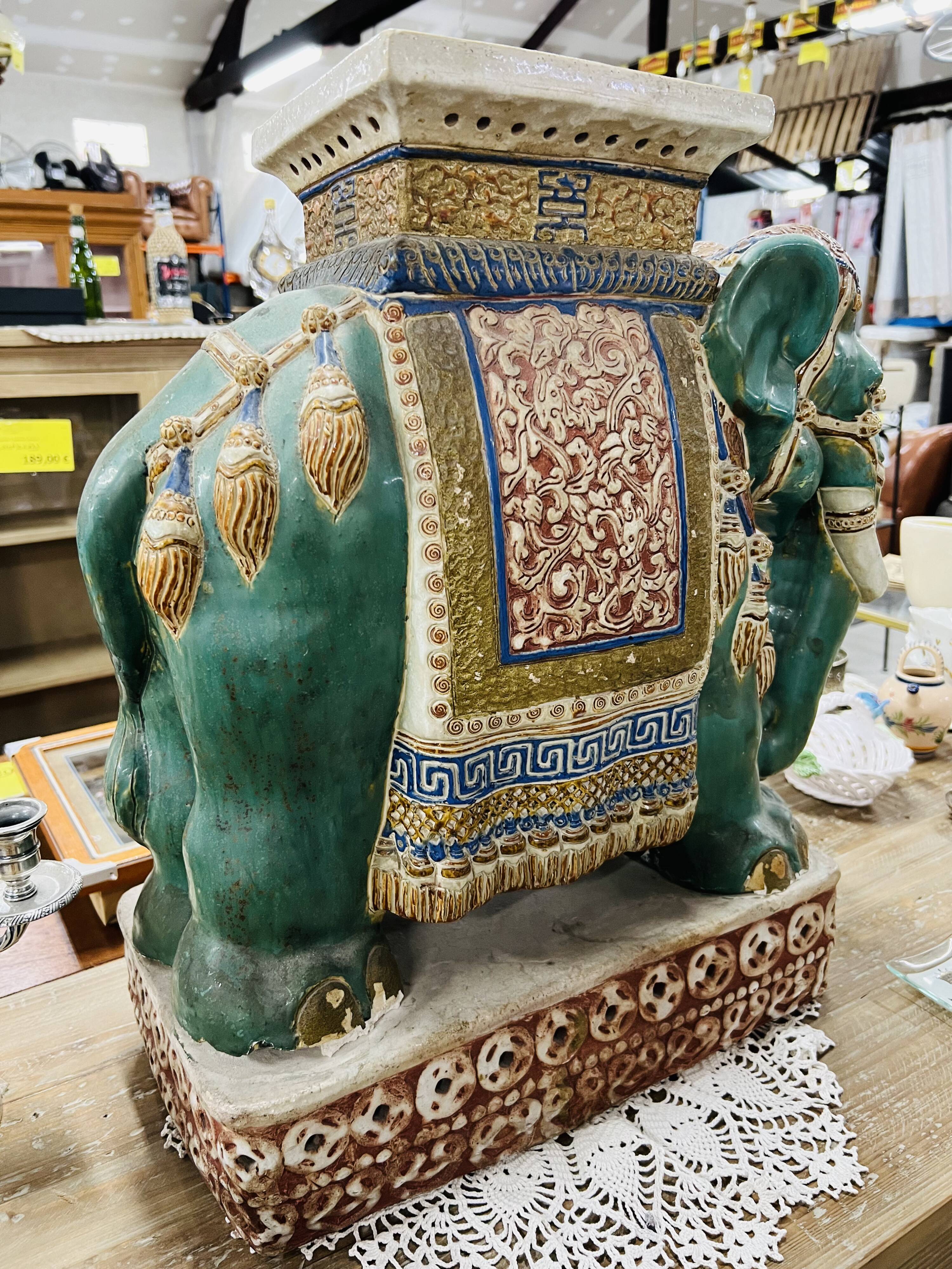Elephant plant holder in ancient ceramic