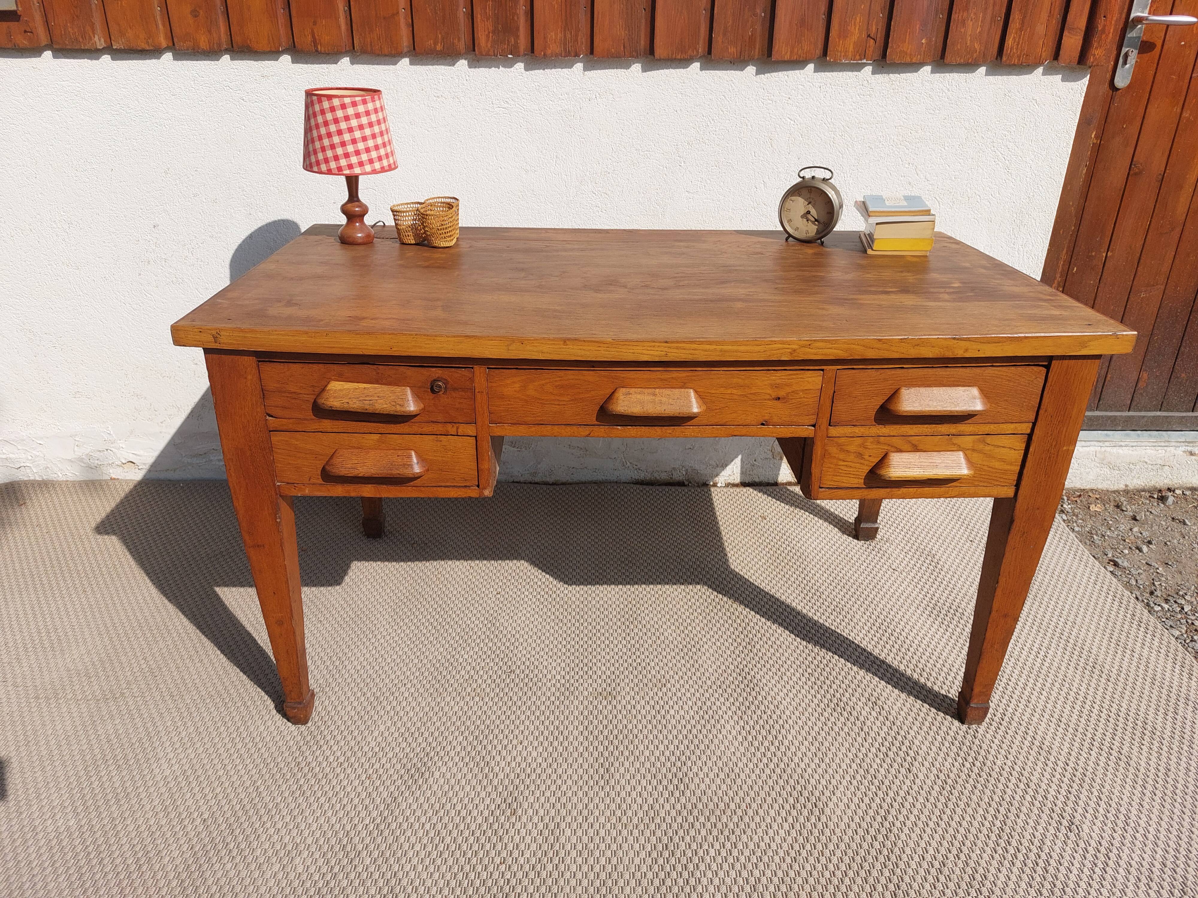 bureau en bois massif, vintage, bohème