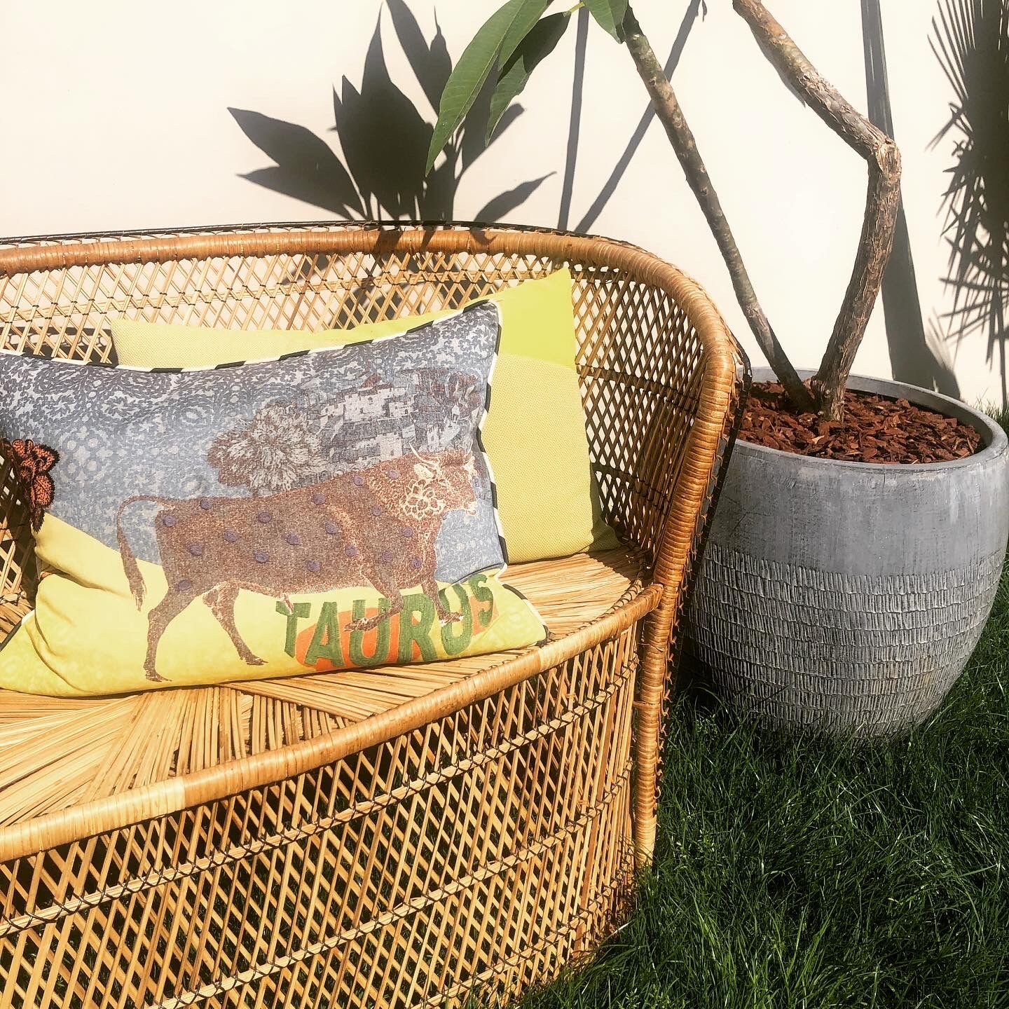 Vintage sofa 2 places rattan