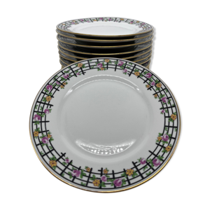 12 assiettes en porcelaine charbon