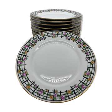 12 charcoal and pear wood porcelain plates