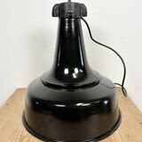 Industrial black pendant factory lamp with cast iron top, 1970s