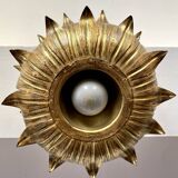 Ceiling light, Hans Kögl, sunflower model in gilded metal, 1950s.