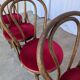 Set of 4 Vintage Bentwood Bistro Chairs, Red Upholstery