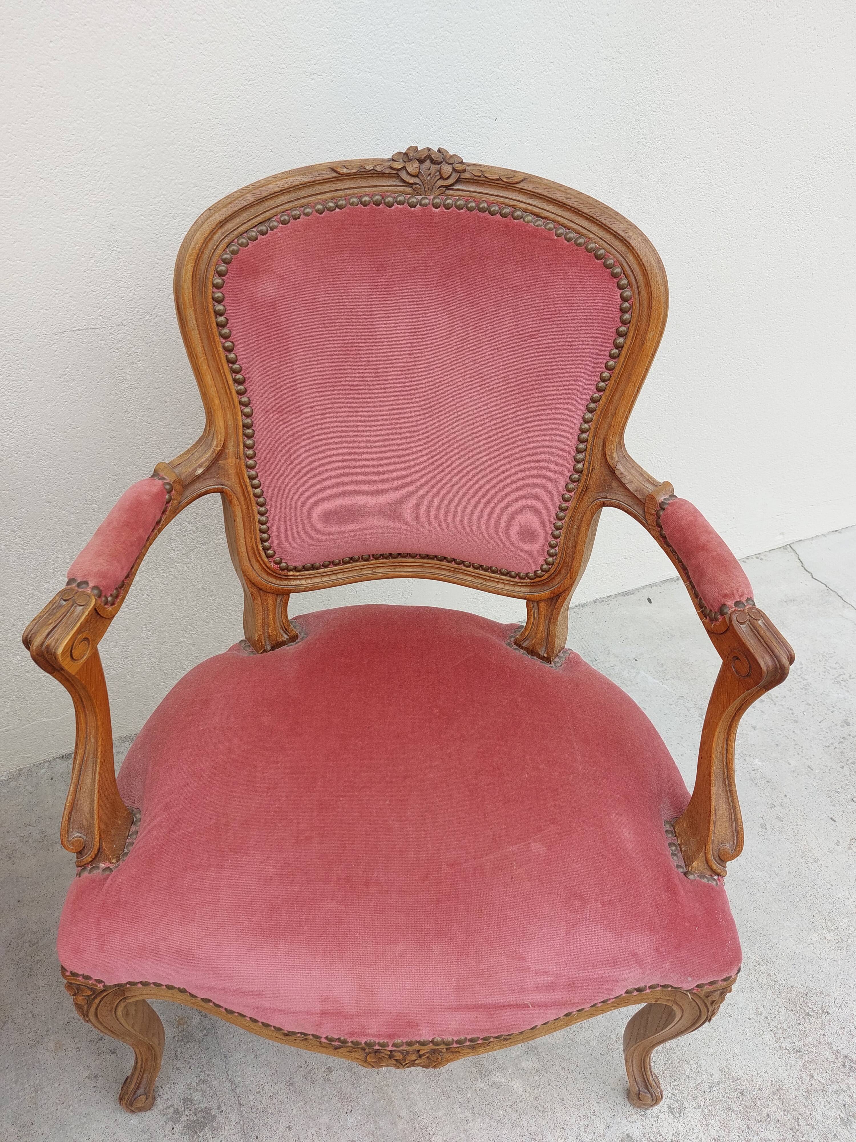 Series of 3 Louis XV chairs in old oak
