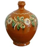 Pichet vintage en terre cuite à fleurs