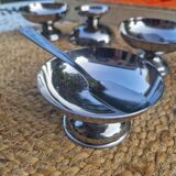 Lot de 6 bols à dessert vintage en acier inoxydable avec 5 cuillères