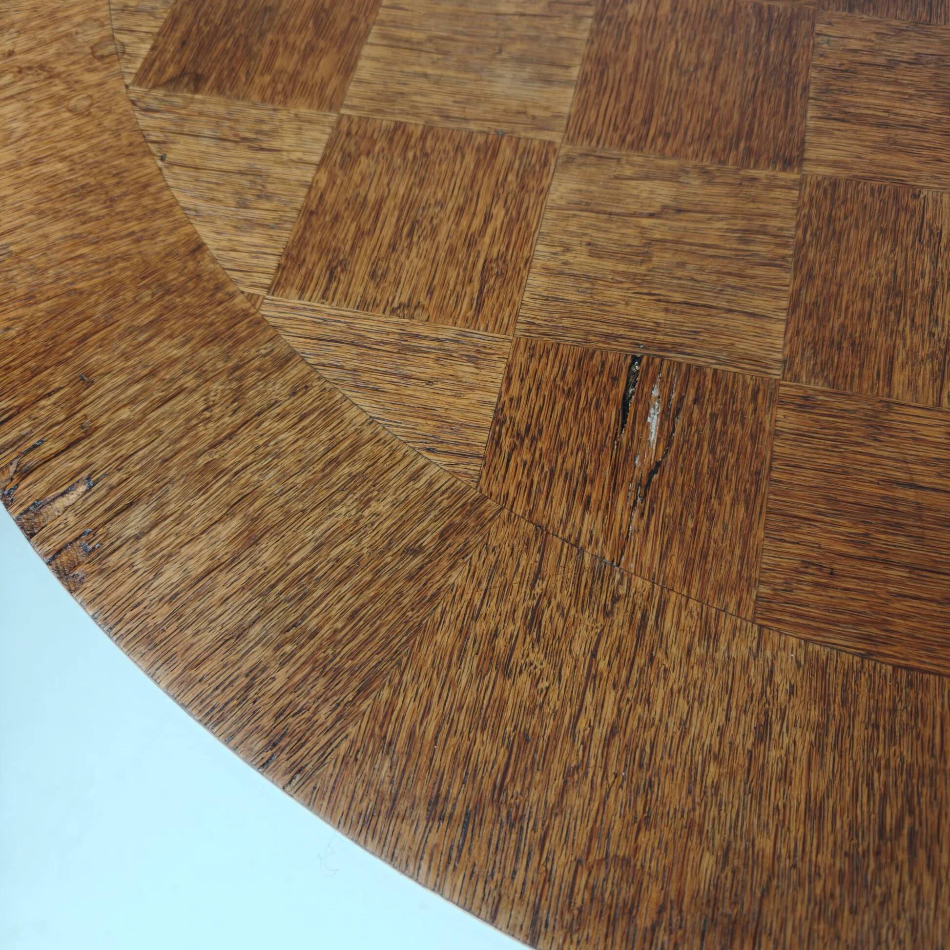 1920s Belgian Art Deco oak parquetry dining table