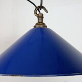 Industrial Blue Enamel Factory Pendant Lamp, 1950s