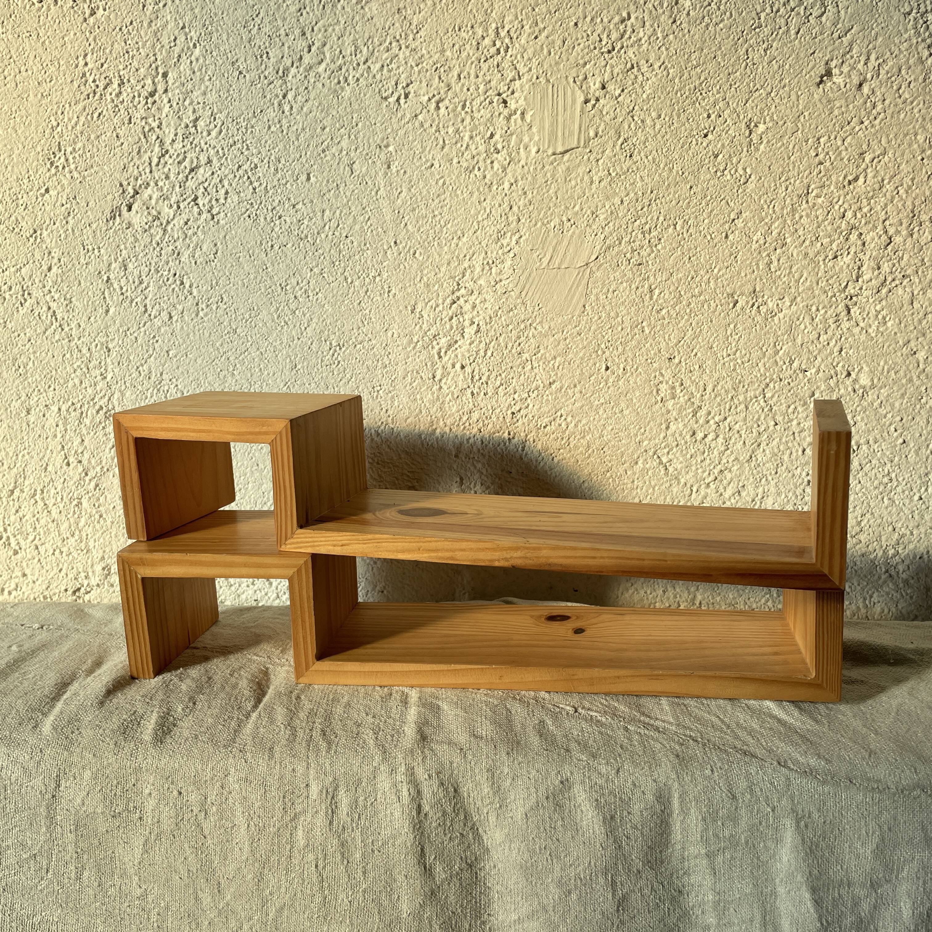 Pair wooden wall shelves 1970