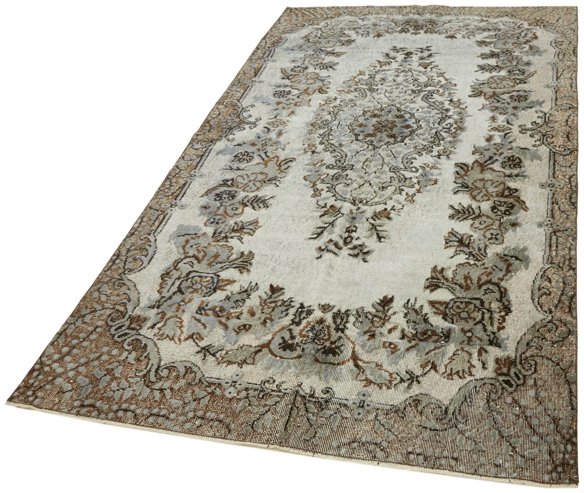 Hand-Knotted Carved Oriental 1970s 171 cm x 283 cm Grey Carpet