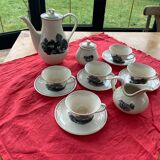 Coffee service keraluX boch Freres Belgium peasant scenes art deco