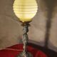 bronze lamp in Rococo style with yellow-green opaline ball, superb, electrical works fine