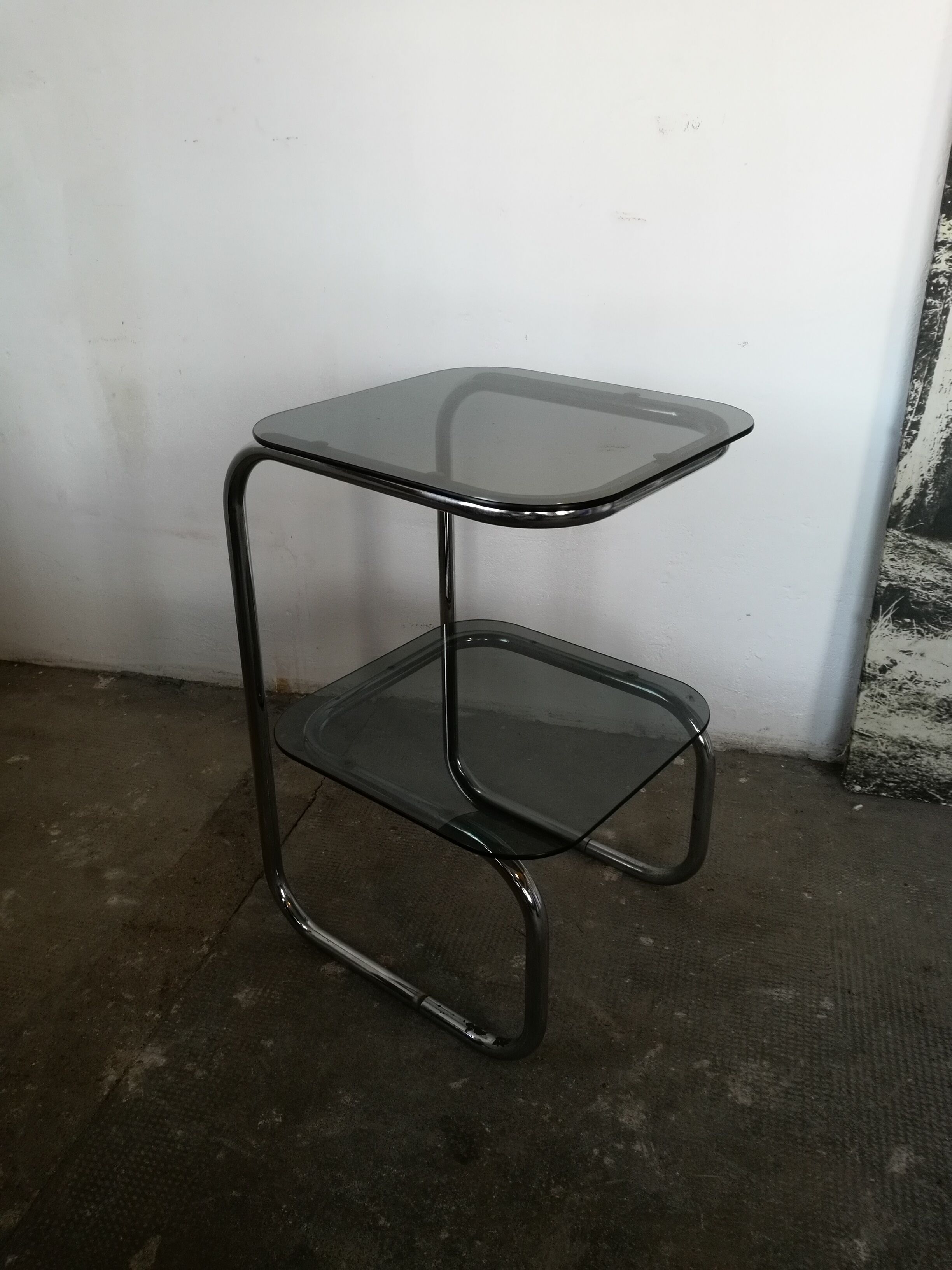 Chrome and glass bedside