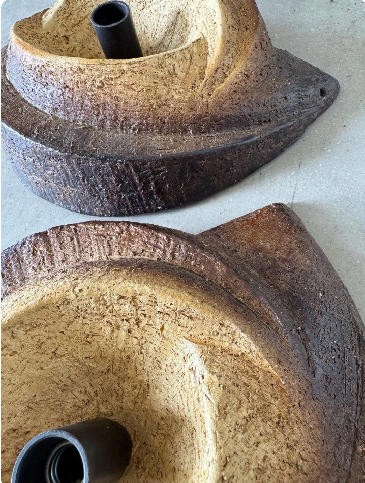 Vintage brutalist stoneware wall sconces, 1960s, set of 2