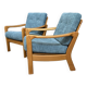 Walter Knoll blue fabric armchairs 1960s