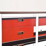 Mid-Century Walnut Sideboard with Hand-Painted Pattern, 1960s.