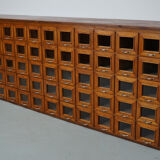 Vintage Dutch Oak Haberdashery Shop Cabinet / Vitrine, 1950s