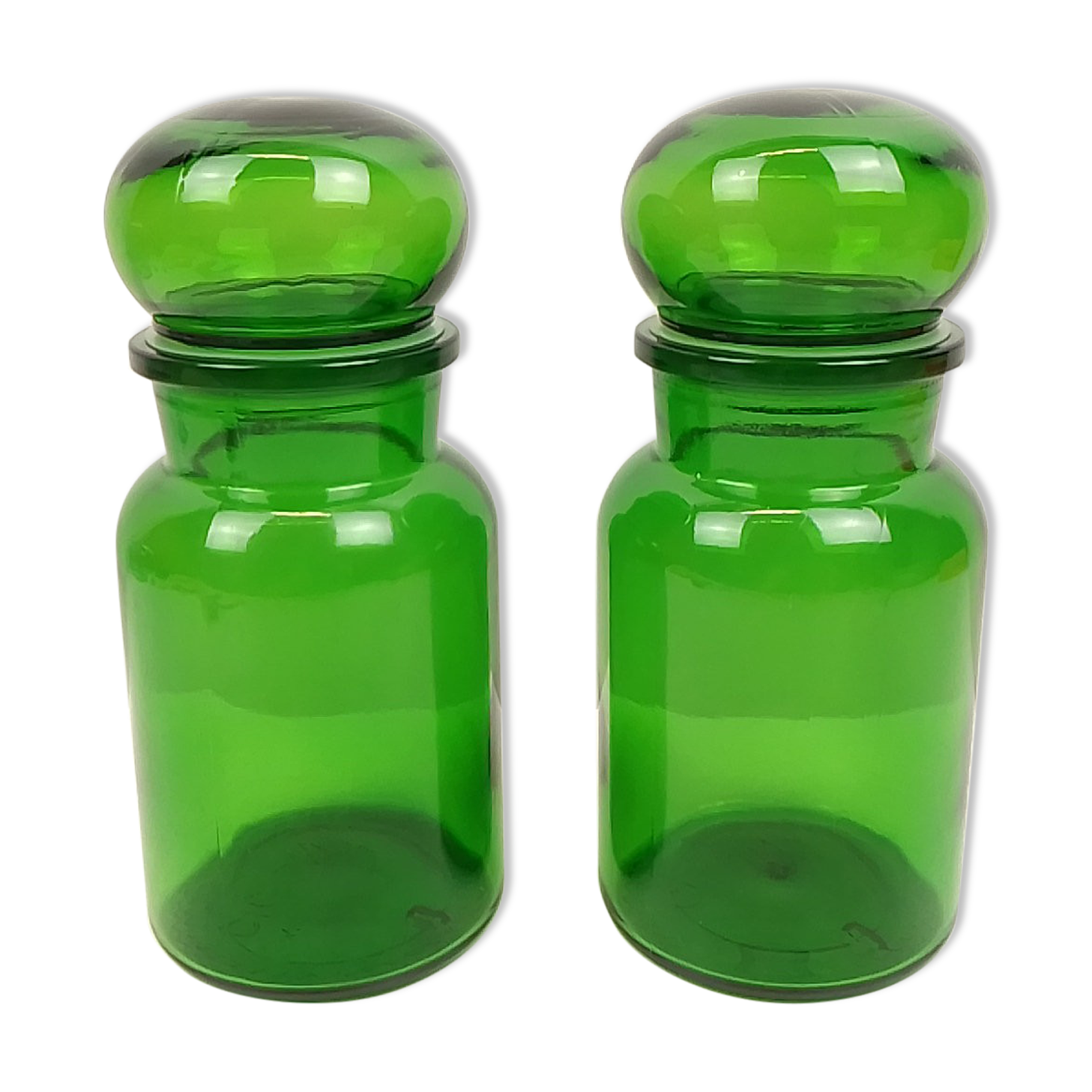 Lot de 2 pots hermétiques en verre vert 22,5 cm
