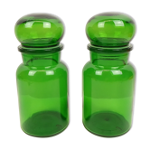 Set of 2 airtight green glass jars 22.5 cm