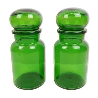 Lot de 2 pots hermétiques en verre vert 22,5 cm