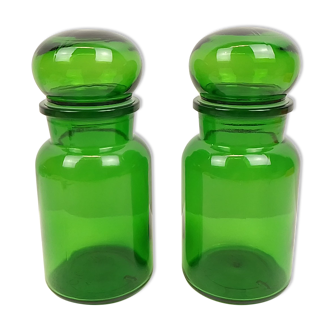 Set of 2 airtight green glass jars 22.5 cm