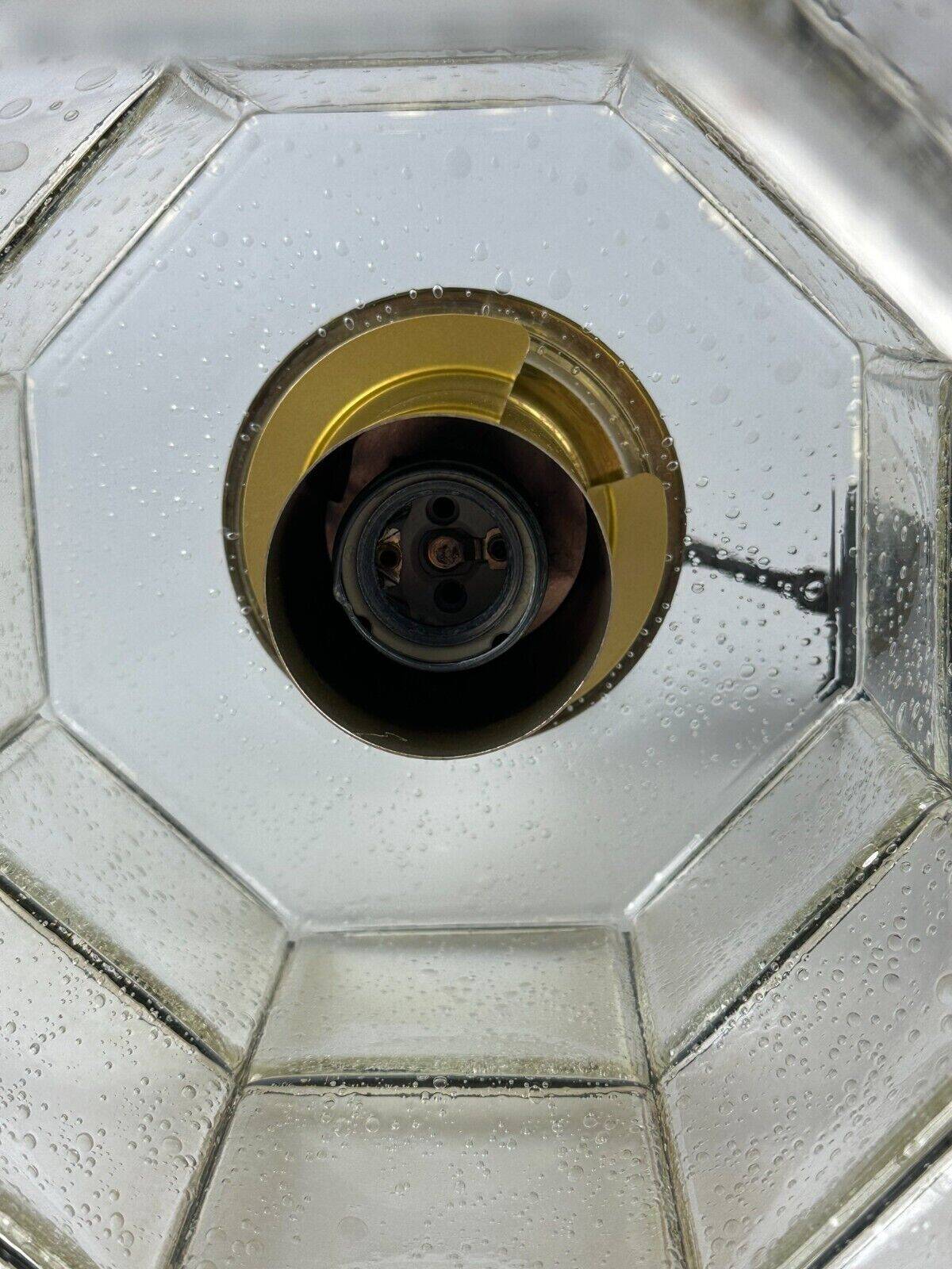 60s 70s ceiling lamp Glashütte Limburg Germany glass & brass Space Age