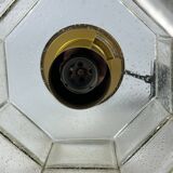 60s 70s ceiling lamp Glashütte Limburg Germany glass & brass Space Age