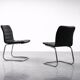 Vintage Mid-Century Minimalist Chrome and Black Leather Club Chairs