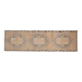 Tapis couloir vintage fait main orange Oushak en laine 114x386