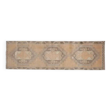 Vintage Handmade Orange Runner Rug Oushak Wool Runner 114x386