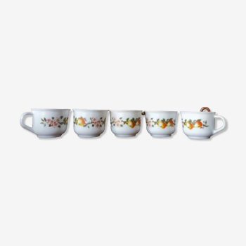 5 tasses Arcopal collection pommier