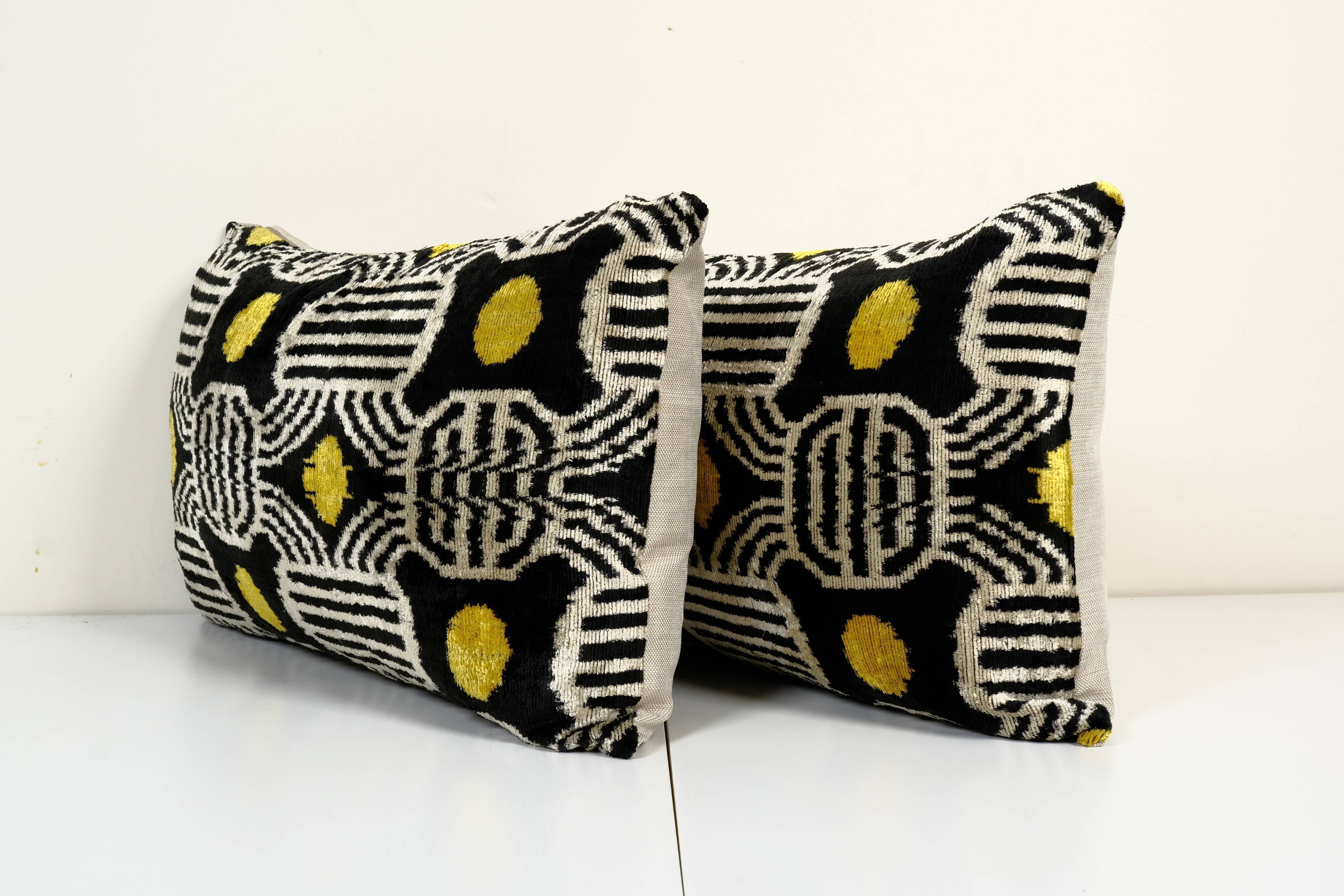 Set of two silk ikat velvet pillow covers
