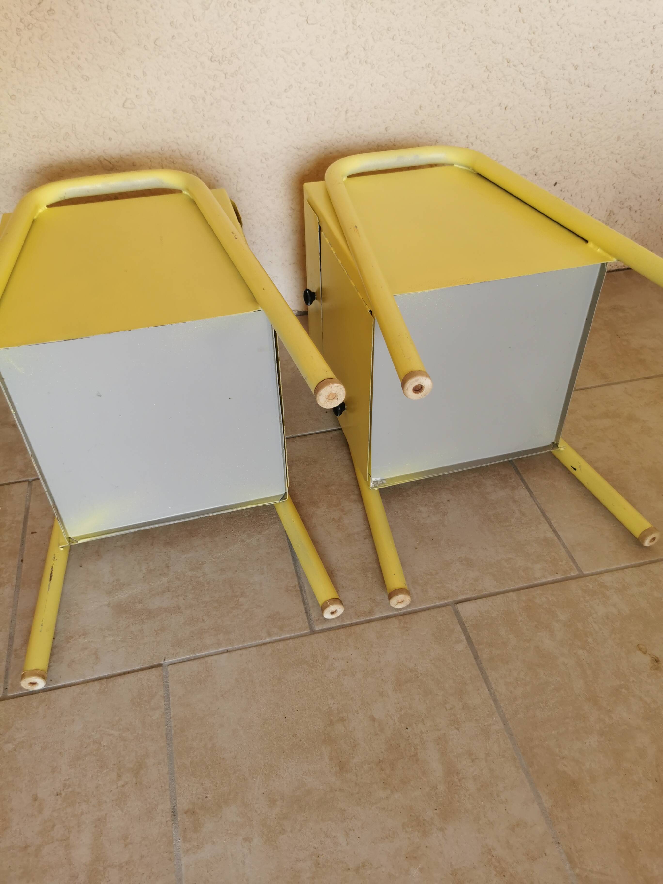 Pair of boarding school bedside tables