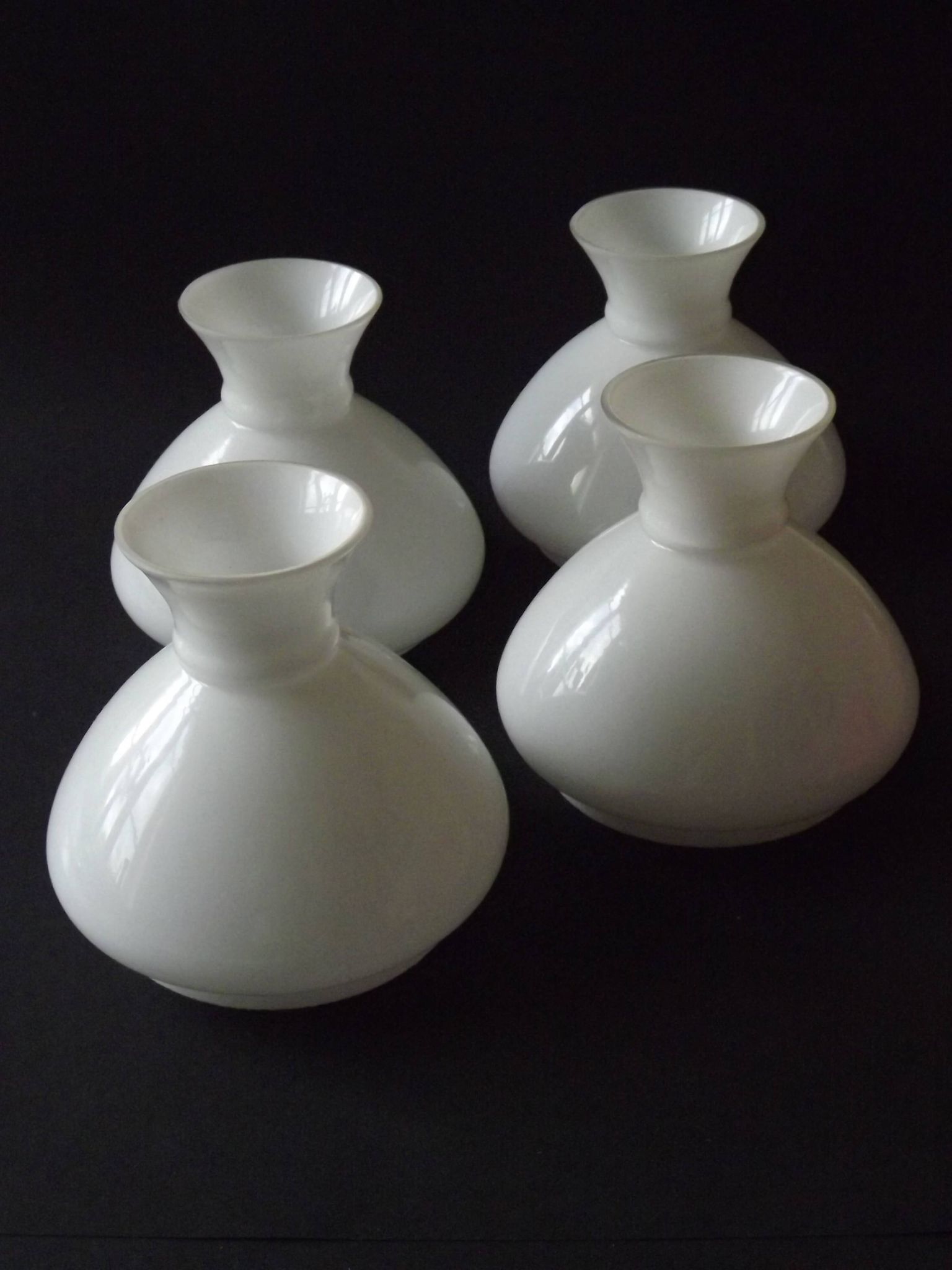Set of 4 French Vintage White Opaline Glass Replacement Shade
