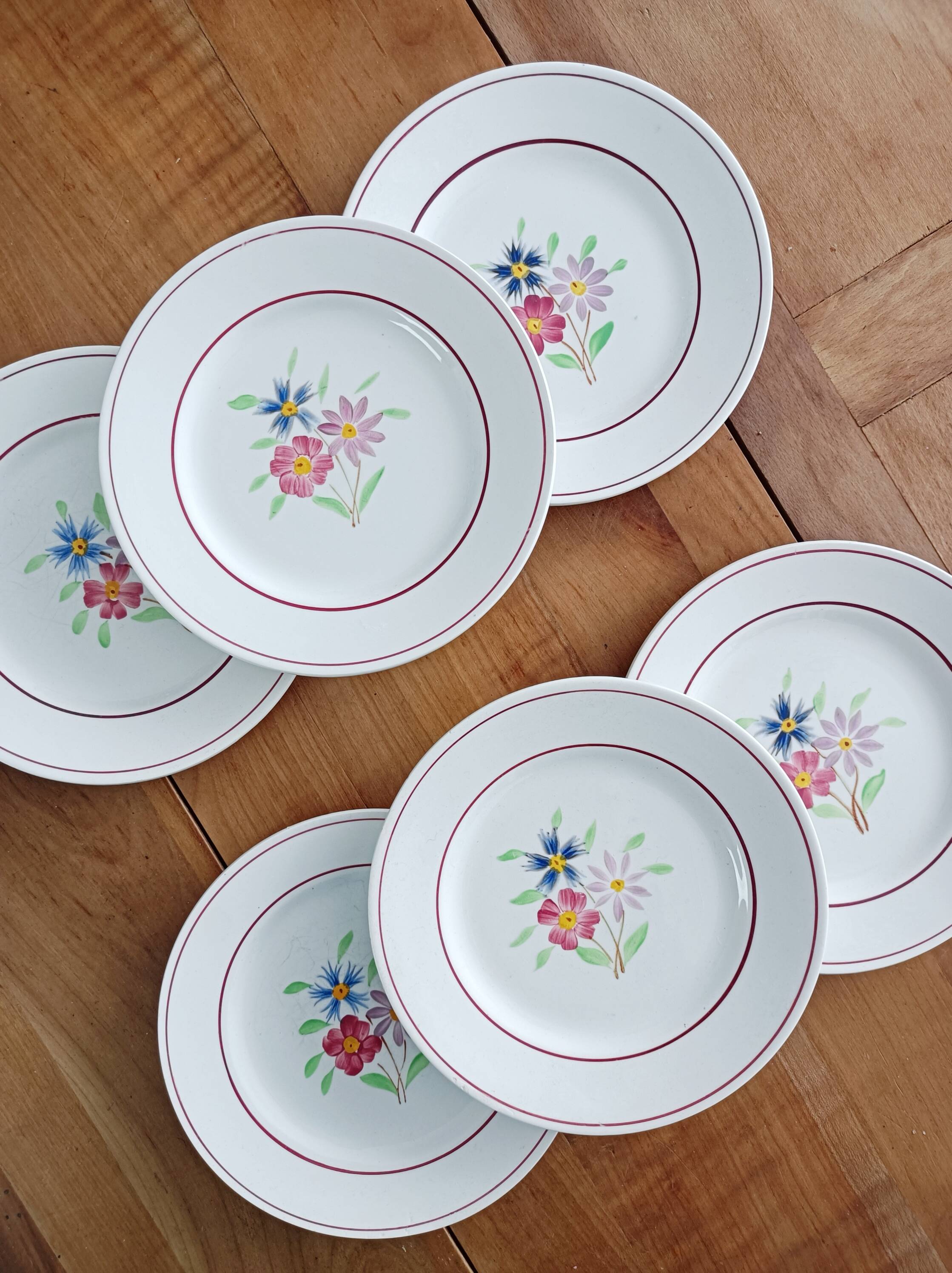 Set of 6 Ceranord dessert plates, Bettina model